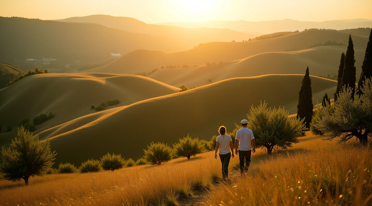 Colline toscane con oliveti e vigneti